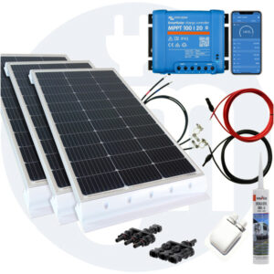 300 Watt Wohnmobilsolaranlage Set mit Victron 100/20 inkl. Bluetooth in weiß oder schwarz