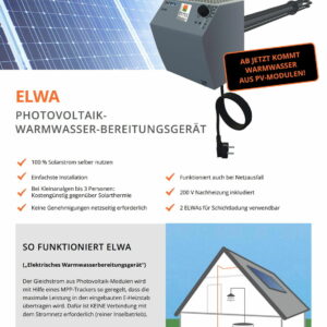 2KW ELWA Warmwasser Anlage mit Montagematerial Flachdach