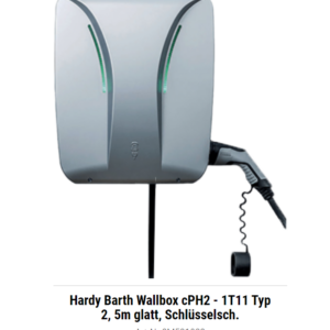 Hardy Barth Wallbox cPH2 - 1T11 Typ 2, 5m glatt, Schlüsselsch. "Modi"