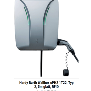 Hardy Barth Wallbox cPH2 – 1T11 Typ 2, 5m glatt, RFID, Automatische Phasenumschaltung