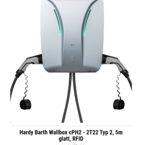 Hardy Barth Wallbox cPH2 – 2T22 Typ 2 Ladekabel 7m glatt (li), Typ 2 Ladekabel 4m spiral (re),RFID