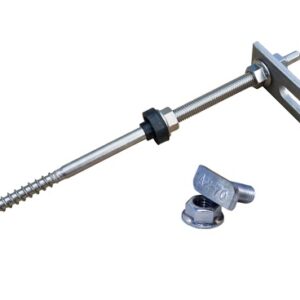 Stockschraube M10 x 250 + Adapterplatte + Hammerkopfschraube + Sperrzahnmutter Edelstahl A2