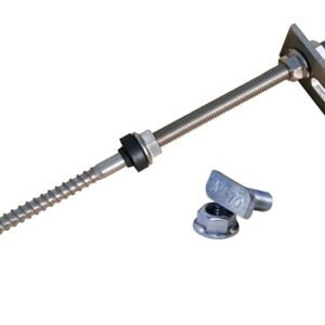 Stockschraube M12 x 300 + Adapterplatte + Hammerkopfschraube + Sperrzahnmutter Edelstahl A2