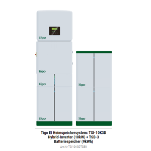 Tigo EI Heimspeichersystem: TSI-10K3D Hybrid-Inverter (10kW) + TSB-3 Batteriespeicher (9kWh)