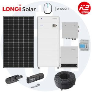 Photovoltaikanlage 12 kWp Komplettset mit Speicher - Longi Module, Fenecon Home 10 kW Hybridwechselrichter + Fenecon Speicher + Montagematerial