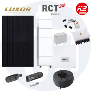 Photovoltaikanlage 10 kWp mit Luxor Modulen + RCT Power Storage DC 10.0 + RCT Batterie + Montagematerial